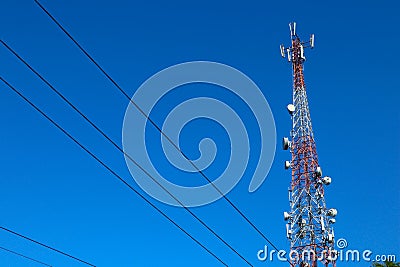 Communication tower. Telco Trellis for 3G 4G 5G Apocalypse Stock Photo