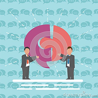 Communication Two businessmen with speech bubble Vector Illustration