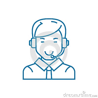 Communication via skype linear icon concept. Communication via skype line vector sign, symbol, illustration. Vector Illustration