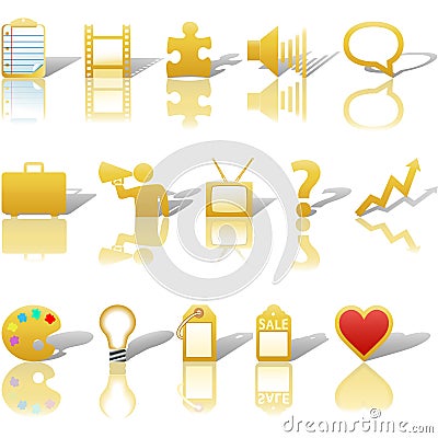 Communications Icons Gold Vector Illustration