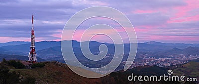 Communications and telephone towers on Mount Jaizkibel, Euskadi Stock Photo