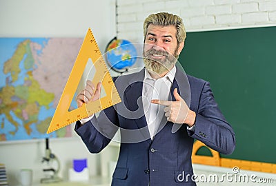 Communicative skills. Good luck. Modern teacher lesson. Study and education. Modern school. Knowledge day. Handsome Stock Photo