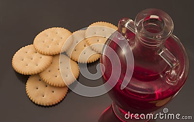 Communion wine and wafer Stock Photo