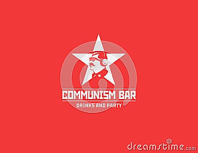 Communism style logo restaurant bar Vector Illustration