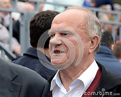 Communist Party leader Gennady Zyuganov on red square during the celebration of the 74th anniversary of Victory in Moscow Editorial Stock Photo