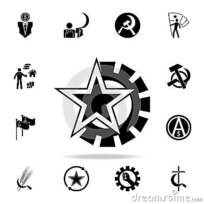 Communist star and mechanism icon. Detailed set of communism and socialism icons. Premium graphic design. One of the collection Stock Photo