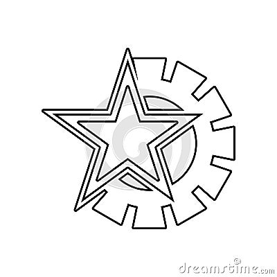 Communist star and mechanism icon. Element of Communism Capitalism for mobile concept and web apps icon. Outline, thin line icon Stock Photo