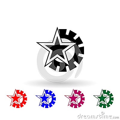 Communist star and mechanism multi color icon. Simple glyph, flat vector of communism capitalism icons for ui and ux, website or Stock Photo