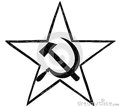 Communist Star Symbol with Hammer and Sickle Vector Drawing Vector Illustration