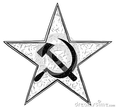 Communist Star Symbol with Hammer and Sickle Vector Drawing Vector Illustration