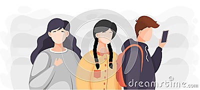 Community. Collaboration. Group of young people. Diversity portrait. Modern millennial lifestyle Vector Illustration