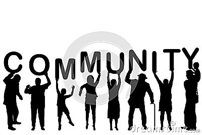 Community concept with people silhouettes Vector Illustration