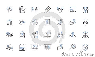 Community development line icons collection. Empowerment, Collaboration, Diversity, Inclusivity, Sustainability Vector Illustration