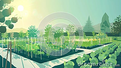 A community garden flourishes in the sunlight made possible by the solarpowered irrigation system recently installed by Stock Photo