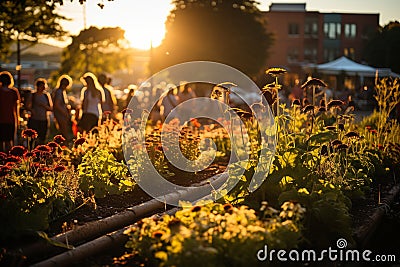 Community Garden Flourishing: Diverse Hands Cultivating Sustainable Living Together Stock Photo