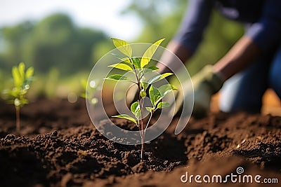 Community Garden Green Initiative Planting Trees and Promoting Local Food Production for Habitat Restoration and a Greener World. Stock Photo
