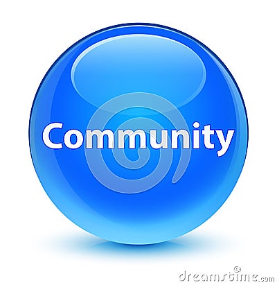 Community glassy cyan blue round button Cartoon Illustration