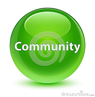 Community glassy green round button Cartoon Illustration