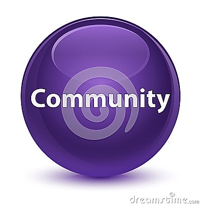 Community glassy purple round button Cartoon Illustration