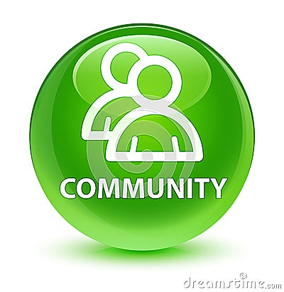 Community (group icon) glassy green round button Cartoon Illustration