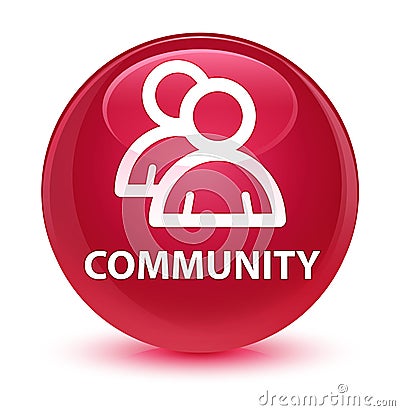 Community (group icon) glassy pink round button Cartoon Illustration