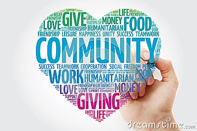 Community heart word cloud with marker, social concept Stock Photo