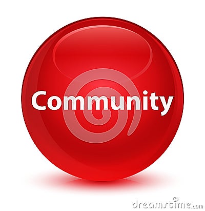 Community glassy red round button Cartoon Illustration