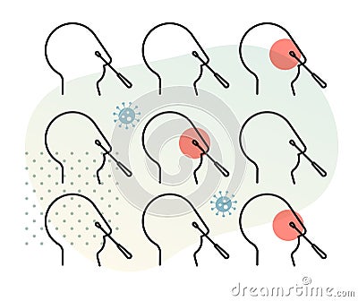 Community Level Nasal Swab - Nasopharyngeal Swab Testing and Sample collection - Icon Stock Photo