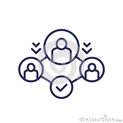 community line icon, united people Vector Illustration