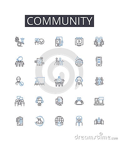 Community line icons collection. Ice, Snow, Permafrost, Tundra, Melting, Glaciation, Climate vector and linear Cartoon Illustration