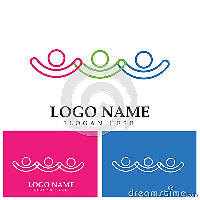 Community logo icon design with colorful people in a circular shape. Symbol of teamwork solidarity human concept vector. Vector Illustration