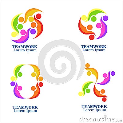 Community Logo For Leadership Design With Colorful Circle Society Style Concept. Teamwork Logo Company with Modern Shape and Stock Photo