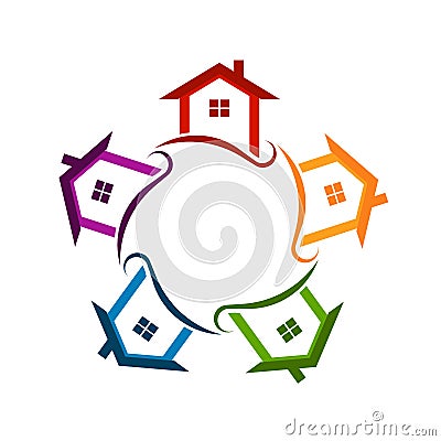 Community neighborhood houses logo Vector Illustration