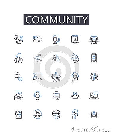 Community line icons collection. Ice, Snow, Permafrost, Tundra, Melting, Glaciation, Climate vector and linear Vector Illustration