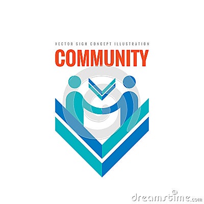 Community partnership - vector business logo template concept illustration. Businessman handshake creative sign in minimal design Vector Illustration