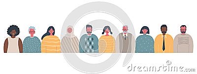 Community of people of different sexes, races and ages. International group of people Vector Illustration