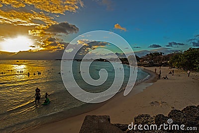 Relaxing at Oistins Beach, Barbados Editorial Stock Photo