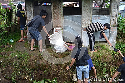 Community Service at Rancabaliu, Bandung Regency, West Java, Indonesia Editorial Stock Photo
