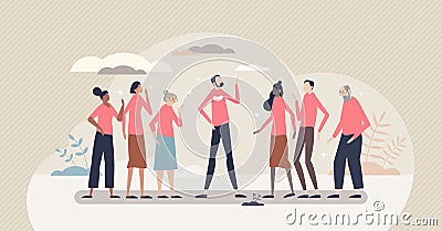 Community service and social valuable work activity event tiny person concept Vector Illustration