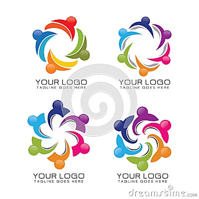 Community and team work logo Vector Illustration