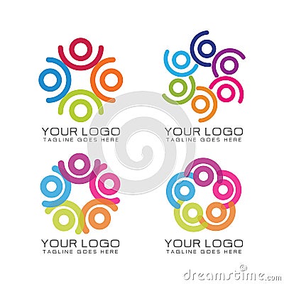 Community and team work logo Vector Illustration