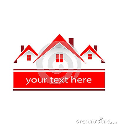 Community Town Real estate red houses logo Vector Illustration