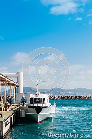 Commuter boat run between Ishigaki and Taketomi Editorial Stock Photo