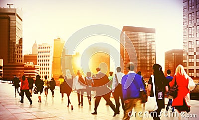 Commuter Business District Walking Corporate Cityscape Concept Stock Photo