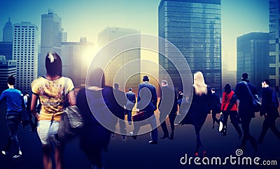 Commuter Business District Walking Crowd Cityscape Concept Stock Photo