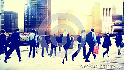 Commuter Business People Corporate Cityscape Walking Travel Conce Stock Photo