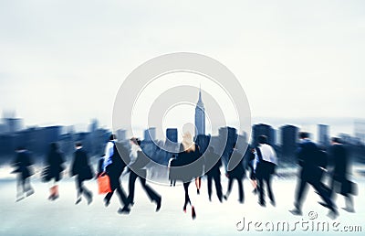 Commuter Business People Corporate Cityscape Walking Travel Conce Stock Photo