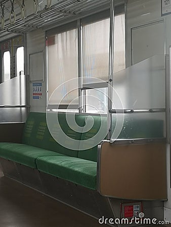 The commuter line electric train corridor is still empty of passengers Stock Photo