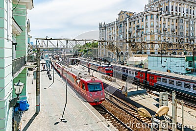 Commuter trains of Moscow Editorial Stock Photo
