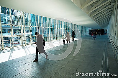 Commuters walking in new Shibuya Station in Tokyo Editorial Stock Photo